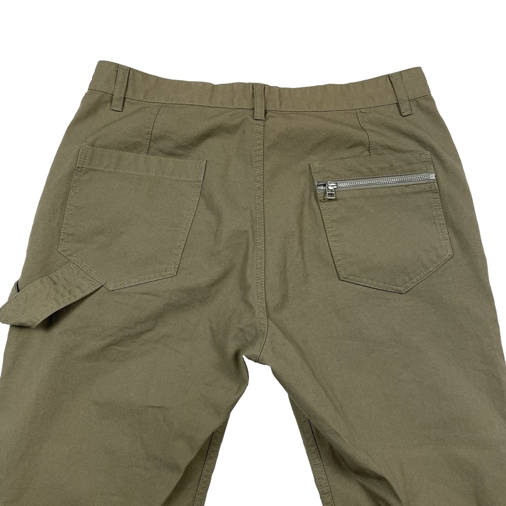 Helmut Lang Zip Carpenter Pants Mens 33 Olive Green Utility Trousers Crop Army